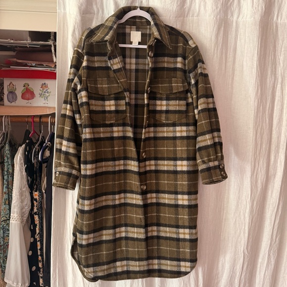 H&M plaid long coat size small never worn! - Picture 1 of 3